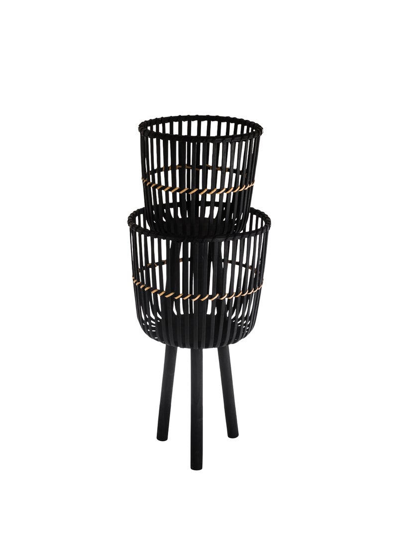 CASA ROSA 2-piece round wooden and bamboo tree stand set with an elegant and modern design  - Image 3