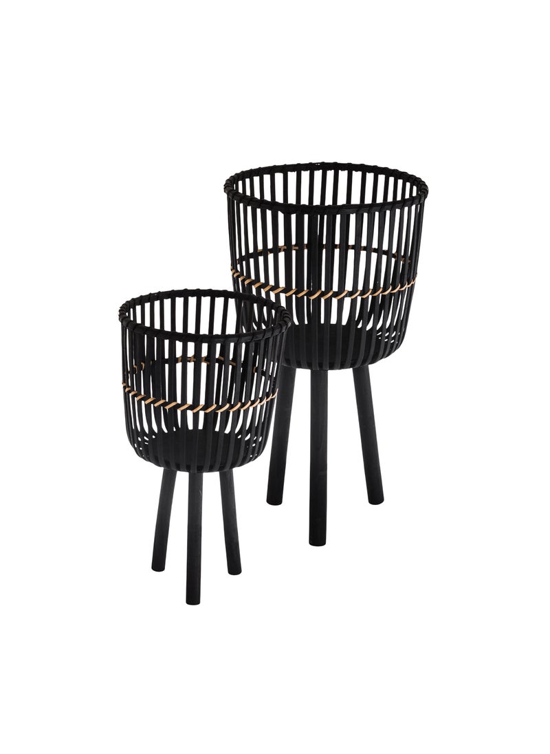 CASA ROSA 2-piece round wooden and bamboo tree stand set with an elegant and modern design  - Image 1