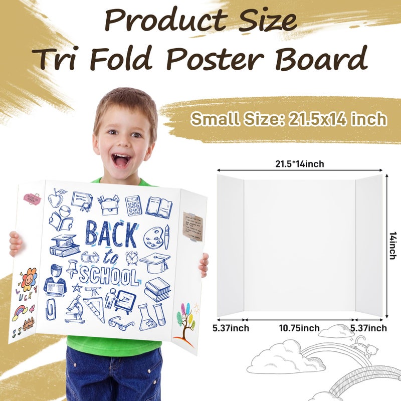 PSHVYM 4 Pcs Small Trifold Poster Board, 21.5 x 14 inches Poster Board with Double Sided Tapes and Cardboard, Corrugated Presentation/Display Board for School Project, Science Fair, Business - Image 3
