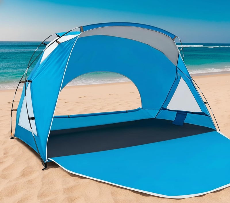 Etto Beach Tent, Portable Sun Shelter for 2/3/4/6-8 Person with UPF 50+ UV Protection, Easy Setup Waterproof Beach Shade Canopy Cabana for Family Outdoor and Picnics, Fishing with Carrying Bag - Image 1