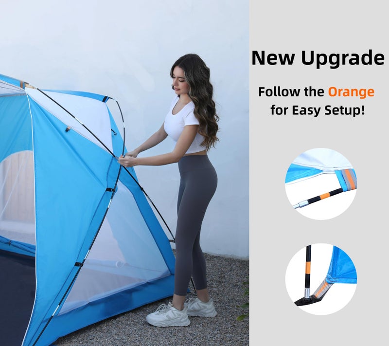Etto Beach Tent, Portable Sun Shelter for 2/3/4/6-8 Person with UPF 50+ UV Protection, Easy Setup Waterproof Beach Shade Canopy Cabana for Family Outdoor and Picnics, Fishing with Carrying Bag - Image 4