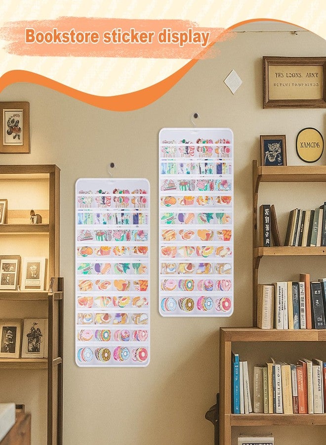 Faccito 1 Pcs Hanging Sticker Display Organizer, Double-Sided 80 Pocket Sticker Storage, Portable Wall-Hanging Decal Chart Holder for Vendors Events, Collectors, Small Business Supplier (White) - Image 5
