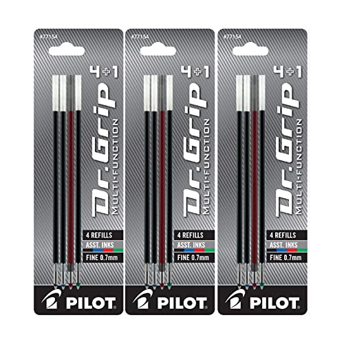 PILOT قلم بايلوت دكتور جريب 4+1 إعادة تعبئة متعددة الوظائف، نقطة رفيعة، حبر أسود/أحمر/أزرق/أخضر، عبوة 3 - Image 1