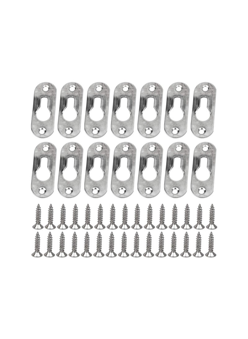 Excefore 40PCS Single Keyhole Hangers with 80 Pieces Screws, Metal Keyhole Hanging Plates, Hanging Brackets, Metal Hanging Fasteners for Mirror Picture Frames, 43 x 16 mm (Silver)  - Image 1