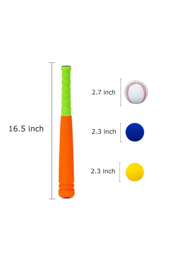 CeleMoon 16.5 Inch [Mini Size] Soft Kids Foam Baseball Bat Toy Set with 6 Balls, for Toddler Age 3 Years Old Indoor Outdoor Sport T Ball Bat Playing Game, Orange - Image 3