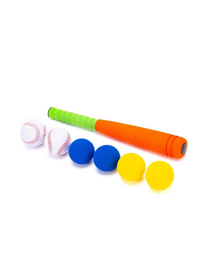 CeleMoon 16.5 Inch [Mini Size] Soft Kids Foam Baseball Bat Toy Set with 6 Balls, for Toddler Age 3 Years Old Indoor Outdoor Sport T Ball Bat Playing Game, Orange - Image 1