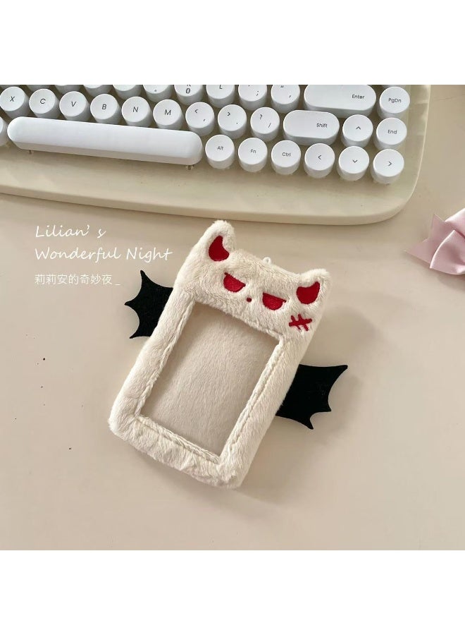 NIBEMINENT 1 - Piece Cute Devil Plush Kpop Photo Card Holder Pendant Key Chain ID Badge Holder ID Card Holder Photo Card Protector for School ID Office ID Access Card for Women Girls