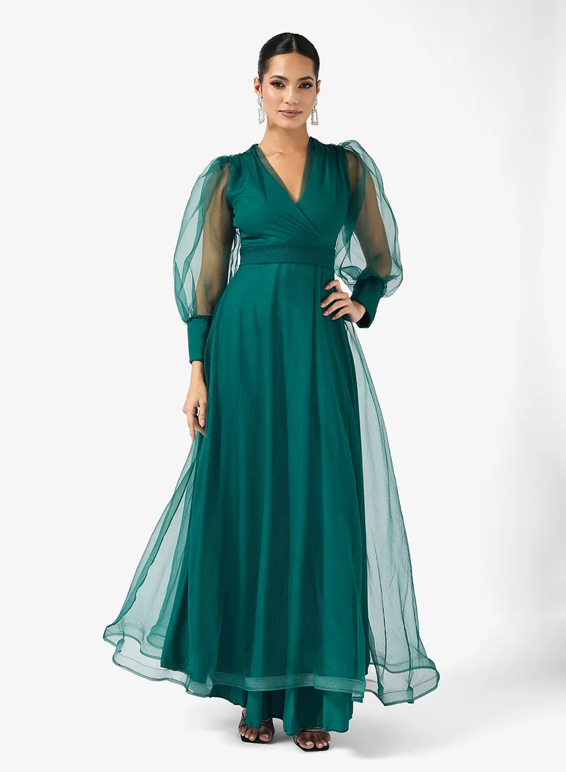 خزانة A-line Puff Sleeved Dress