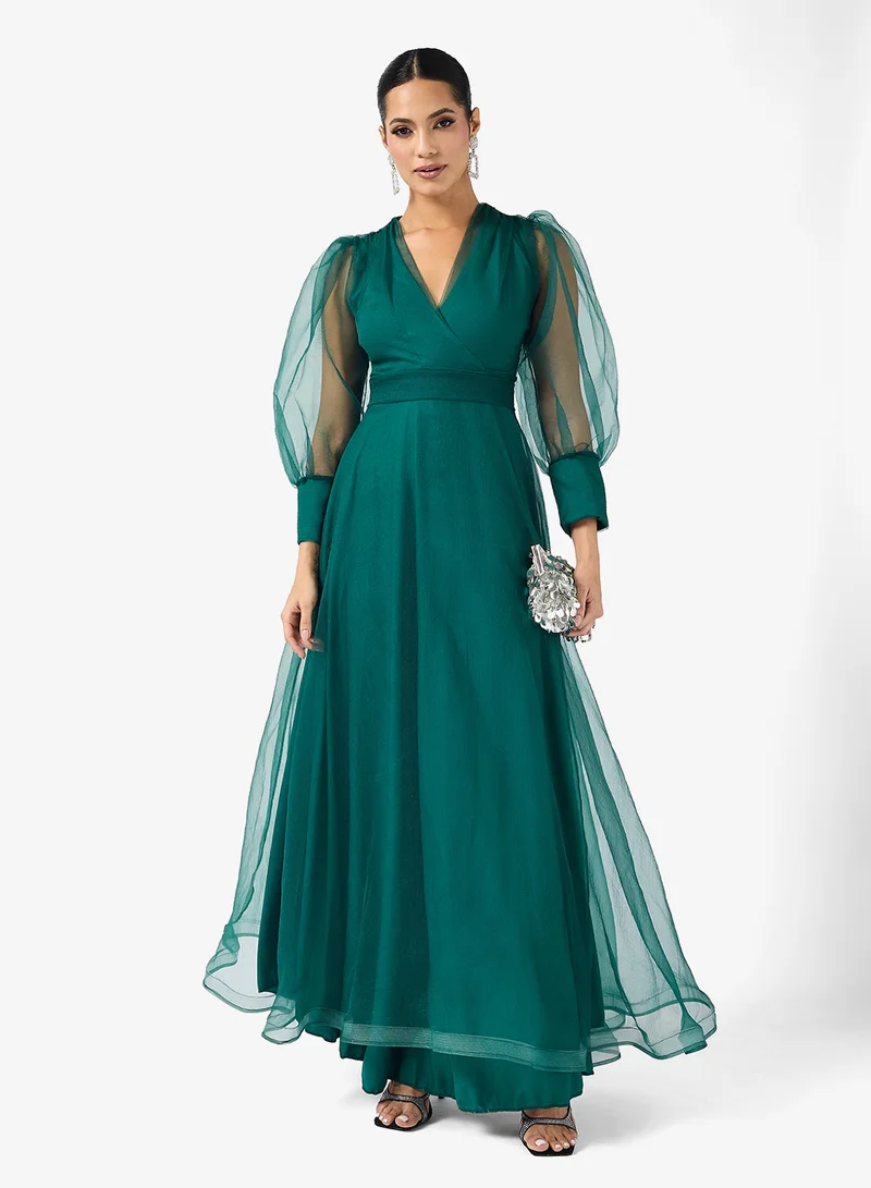 خزانة A-line Puff Sleeved Dress