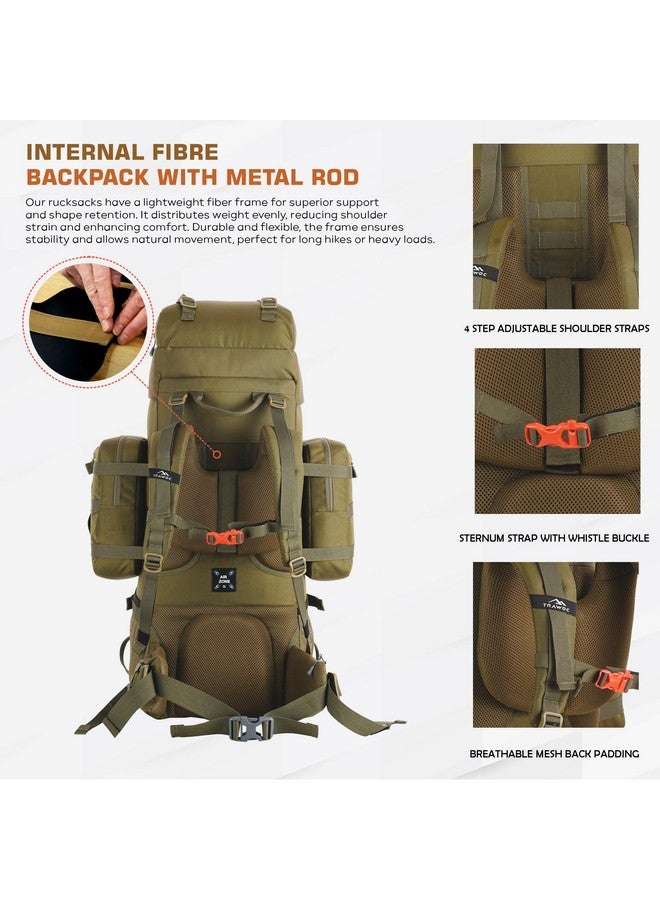 تراوك حقيبة ظهر TRAWOC THUNDERSTORM بسعة 90 لترًا بإطار داخلي للرجال والنساء، حقيبة ظهر للسفر مع حقيبة ظهر قابلة للفصل/حقيبة تخييم وتنزه سيرًا على الأقدام BHK008Max باللون الأخضر الزيتوني - Image 3