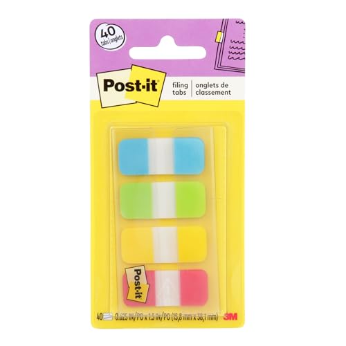Post It Post-it Tabs, .625 in Solid, Aqua, Lime, Yellow, Red, 10/Color, 40/Dispenser (676-ALYR) - Image 1