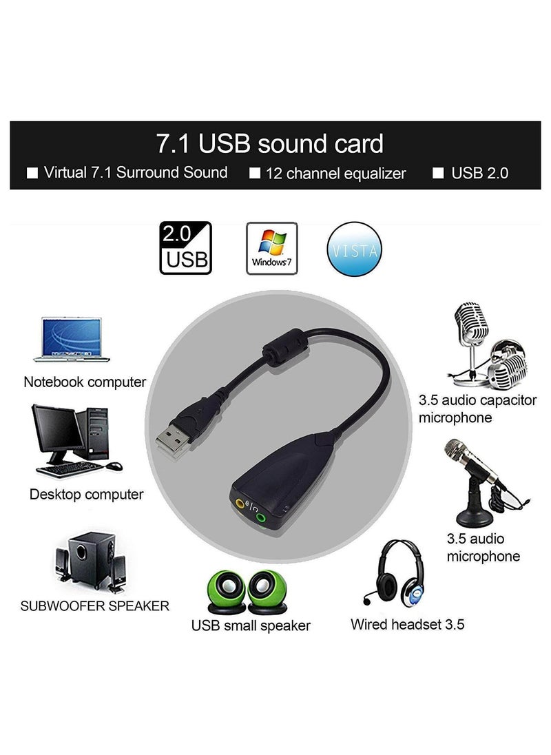 ماركة غير محددة محول صوت USB - بطاقة صوت استريو خارجية مع سماعة رأس 3.5 مم ومقبس الميكروفون لإخراج الصوت الواضح  - Image 3