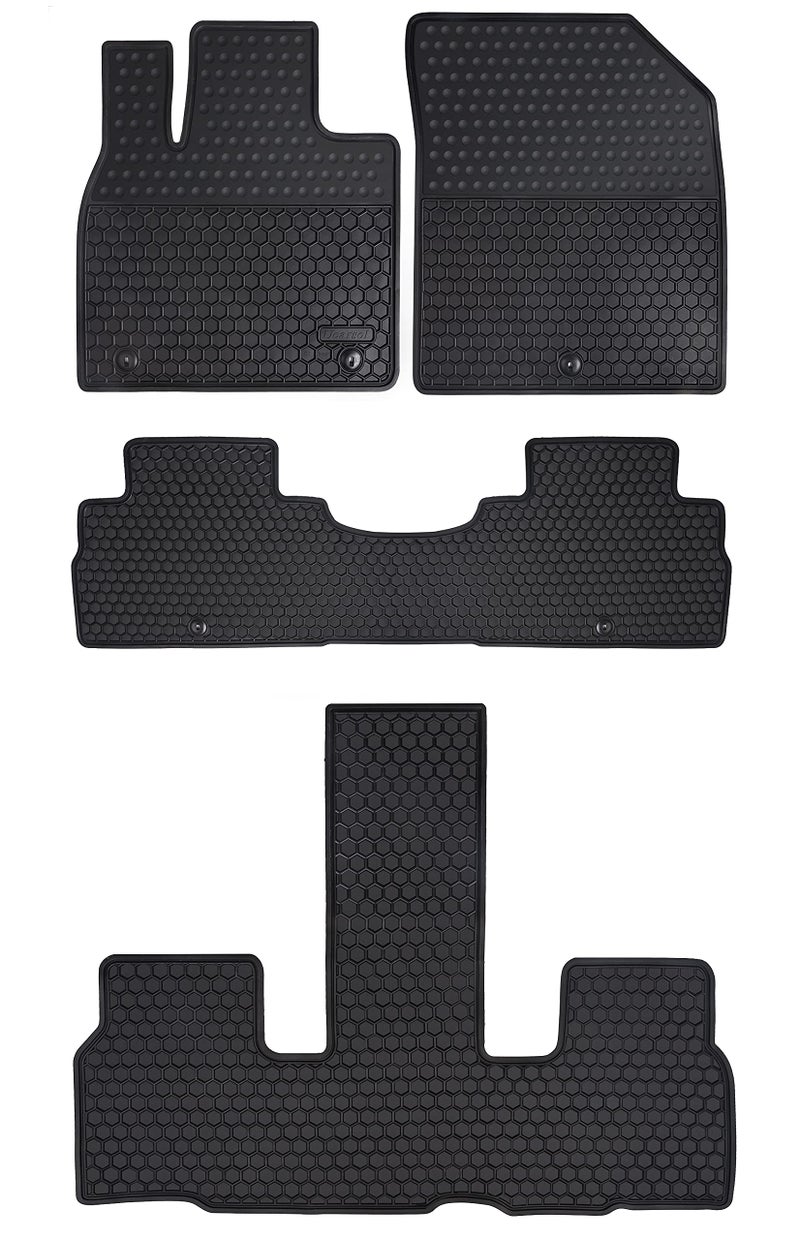 Megiteller Car Floor Mats Custom Fit for 2020 2021 2022 2023 2024 2025 Hyundai Palisade Bench & Bucket Seats 3 Row Odorless Washable Heavy Duty Rubber (All Weather) Floor Liners Set Black - Image 1