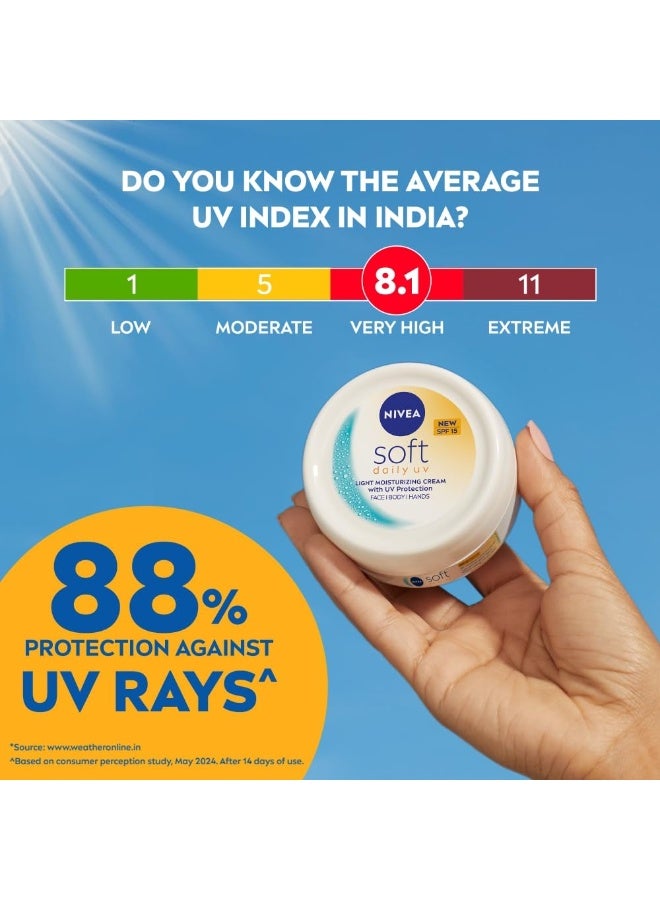 NIVEA Soft Daily UV Light Moisturising Cream with SPF-15, 200ml - Image 2