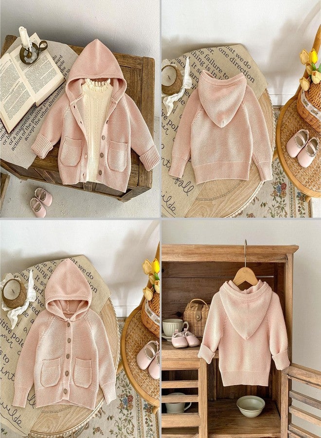 Curipeer Baby Girls Knitted Cardigan Infant Thin Hollow Heart Outwear Sweaters for Spring and Summer 2-3T A-Pink - Image 4