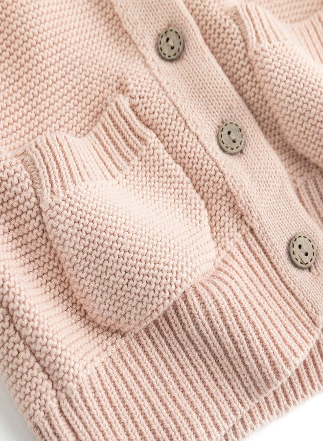 Curipeer Baby Girls Knitted Cardigan Infant Thin Hollow Heart Outwear Sweaters for Spring and Summer 2-3T A-Pink - Image 2