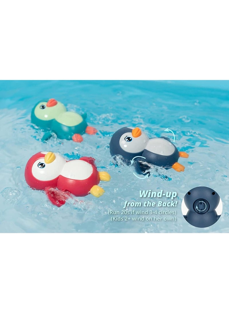 ألعاب الحمام للأطفال الصغار ، ألعاب حوض الاستحمام للأطفال الصغار لـ 1 2 3 4 سنوات من العمر هدايا الفتيات ، ألعاب حمام الطفل حمام سباحة المياه ، لطيف عائم السباحة البطريق للأطفال الصغار ((3pcs) - Image 2