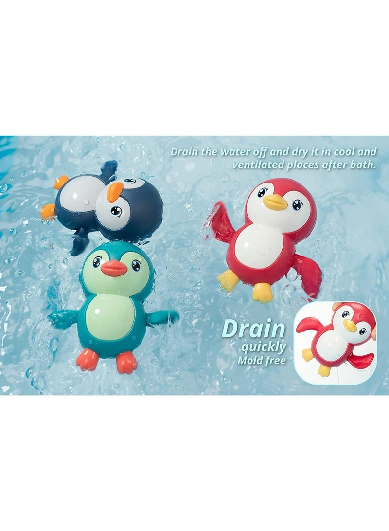 ألعاب الحمام للأطفال الصغار ، ألعاب حوض الاستحمام للأطفال الصغار لـ 1 2 3 4 سنوات من العمر هدايا الفتيات ، ألعاب حمام الطفل حمام سباحة المياه ، لطيف عائم السباحة البطريق للأطفال الصغار ((3pcs) - Image 4