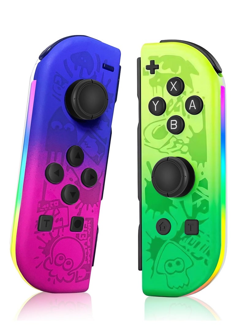 تحكم لاسلكي Joy-Con لجهاز نينتندو سويتش، لوحة ألعاب بتغيير ألوان RGB مع اهتزاز مزدوج، دعم عصا التحكم، وظيفة إيقاظ، وميزة لقطة الشاشة (تصميم سبلاتون) - Image 1