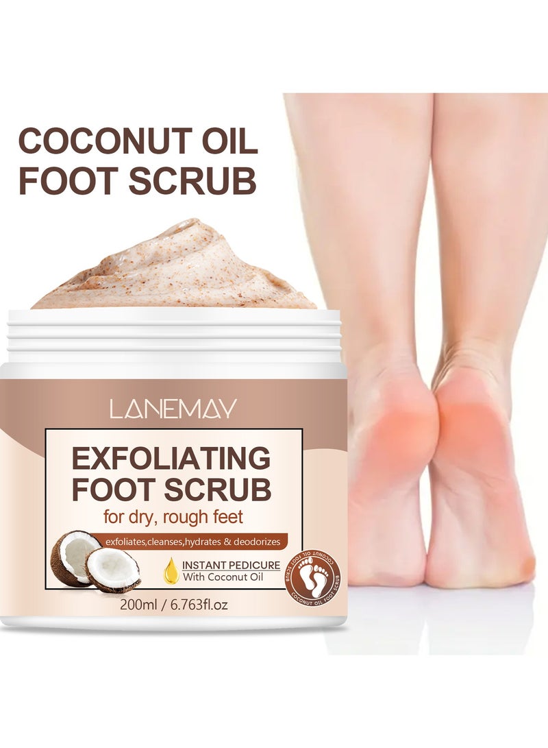 LANEMAY Coconut Foot Scrub – Exfoliating Moisturizing Dead Skin Softening Foot Care, Perfect for Cracked and Rough Feet - Image 1