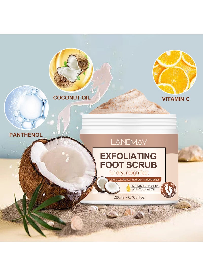 LANEMAY Coconut Foot Scrub – Exfoliating Moisturizing Dead Skin Softening Foot Care, Perfect for Cracked and Rough Feet - Image 4