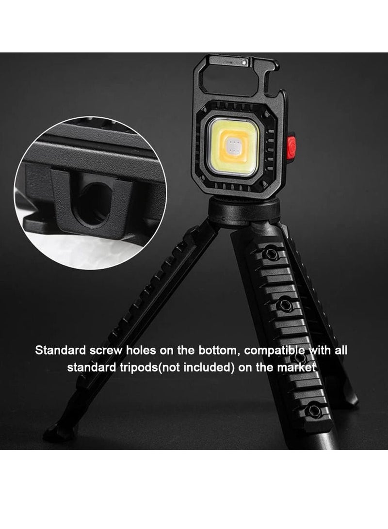 Mini COB Flashlight Portable Camping Light Rechargeable Keychain Light Emergency Light with 7 Light Modes Folding Bracket Bottle Opener Magnet Base - Image 5