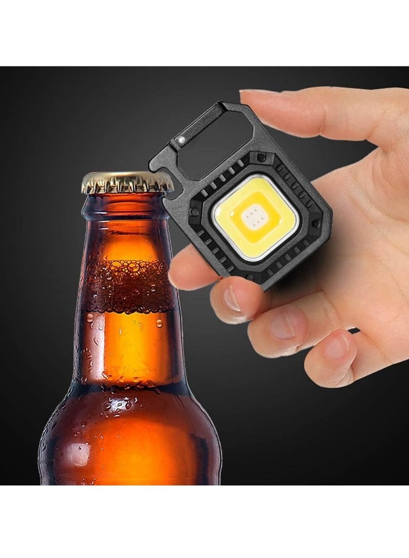 Mini COB Flashlight Portable Camping Light Rechargeable Keychain Light Emergency Light with 7 Light Modes Folding Bracket Bottle Opener Magnet Base - Image 4
