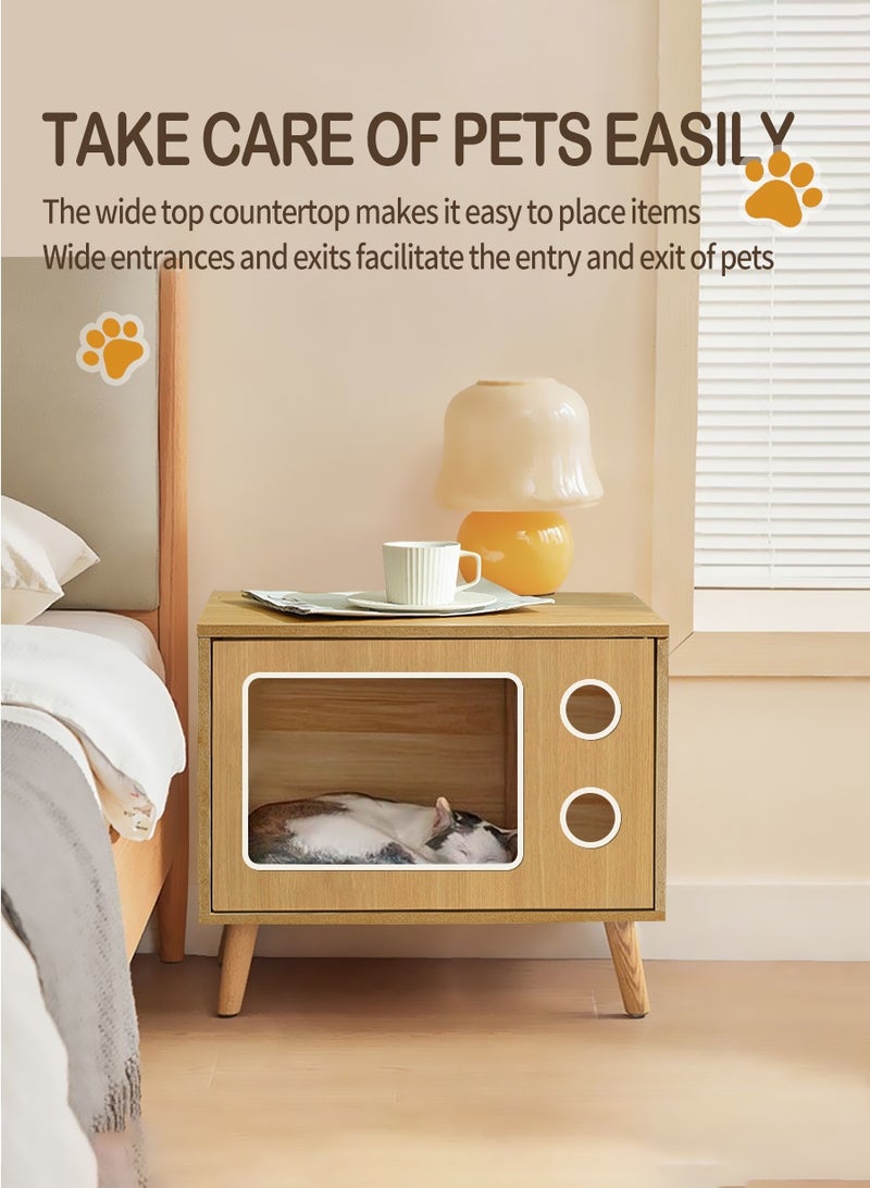 بيروي طاولة جانبية ثلاثية الوظائف مع سرير قطط وتخزين | أثاث متعدد الاستخدامات سهل التنظيف للقطط تحت ٥ كجم | قطعة أساسية عصرية للمعيشة - Image 5