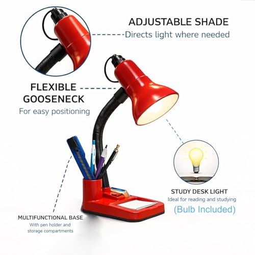 M2 Look Red Metal Desk Lamp B22 Holder for Study and Reading - Image 3