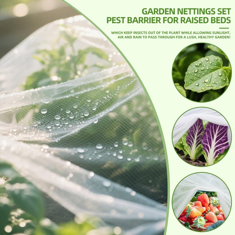 YTJ Garden Netting for Raised Beds, YTJ Raised Bed Bird Netting Pest Barrier Screen, UV -Resistant, Protect for Vegetables, Fruit & Flower Protection (2Pcs White, 4.6Ã—2.3Ã—2.3FT) - Image 4