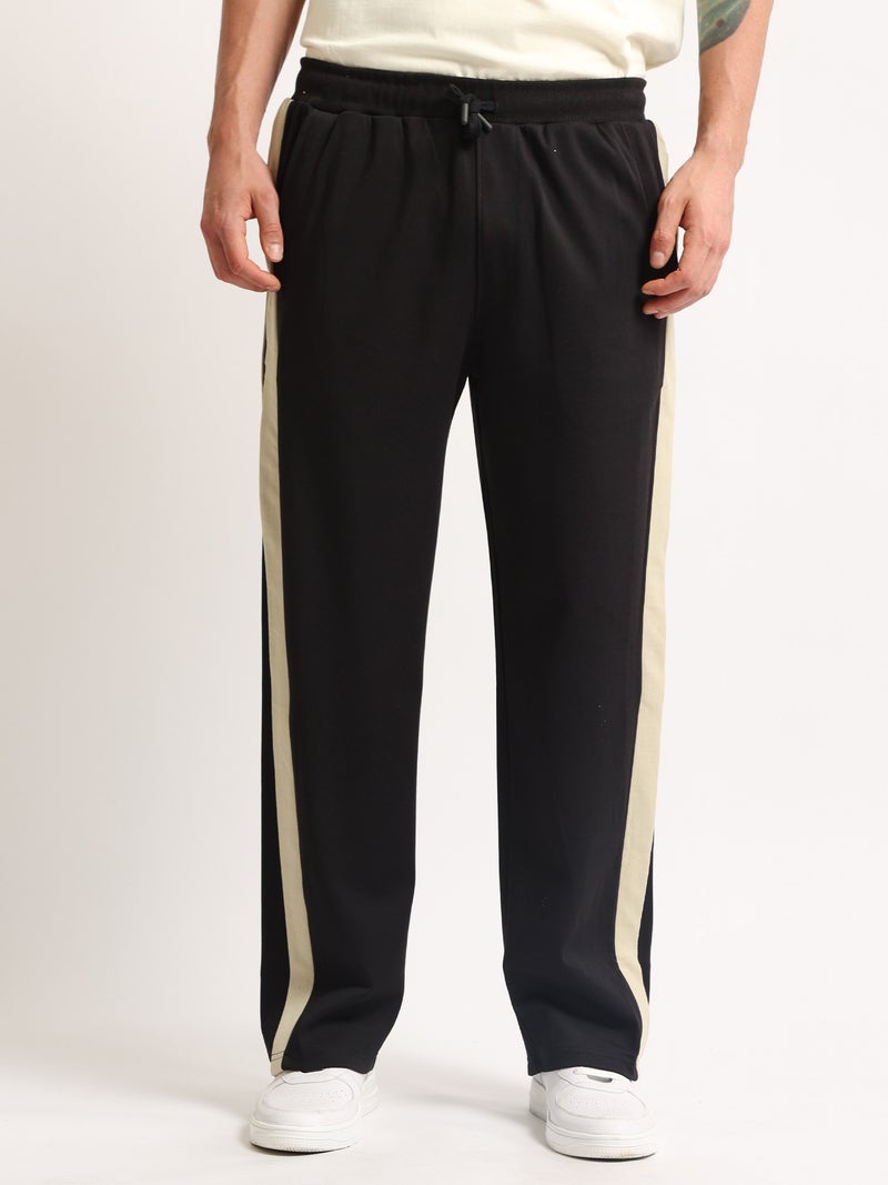 Maniac Mens Colorblock Black and Biscuit Baggy Fit Cotton Trackpant - Image 5