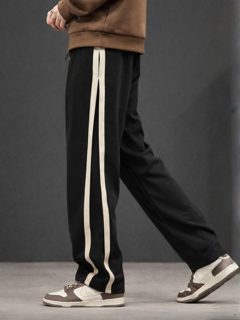 Maniac Mens Colorblock Black and Biscuit Baggy Fit Cotton Trackpant - Image 1