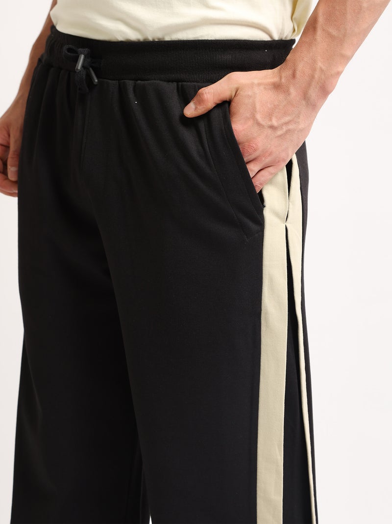 Maniac Mens Colorblock Black and Biscuit Baggy Fit Cotton Trackpant - Image 3