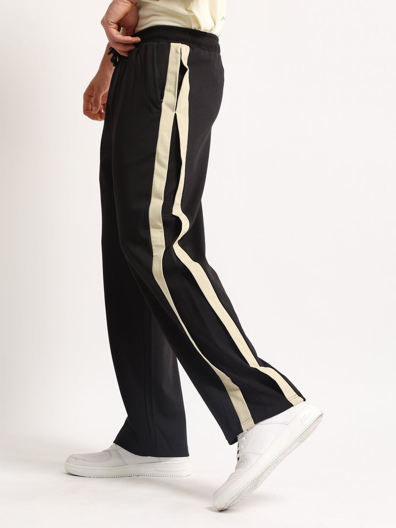 Maniac Mens Colorblock Black and Biscuit Baggy Fit Cotton Trackpant - Image 4