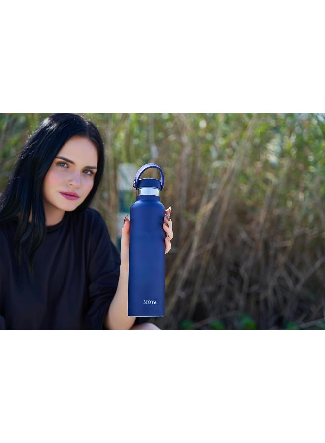 Moya 'Black Sea' 700ml Insulated Sustainable Water Bottle Navy Spout Lid - Image 3