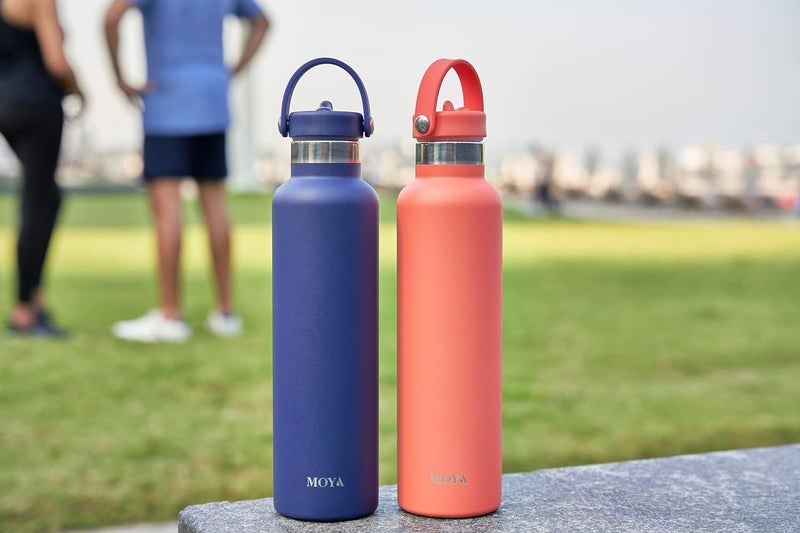 Moya 'Black Sea' 700ml Insulated Sustainable Water Bottle Navy Spout Lid - Image 5