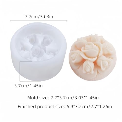 NINEXY Flower Silicone Soap Mold Square Round Fondant Chocolate Candy Cake Decorating Baking Tools Candle Mold Polymer Clay Resin Wax Mould (Round Flower D) - Image 2