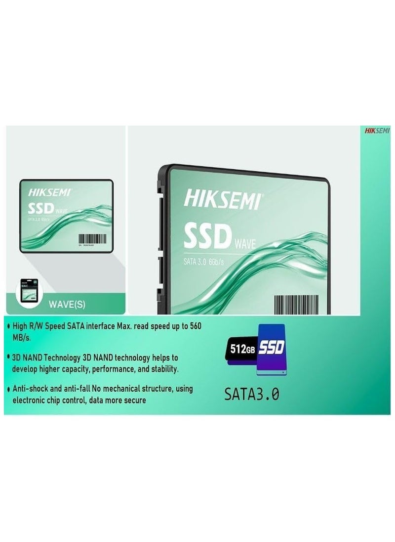 HIKSEMI Hikvision HIKSEMI WAVE(S) SATA SSD Solid State Drive 2.5 Inch Sata3-512GB Up to 530MB/s,Internal Solid State Drive for Desktop Laptop Computer KSA Virsion  - Image 3