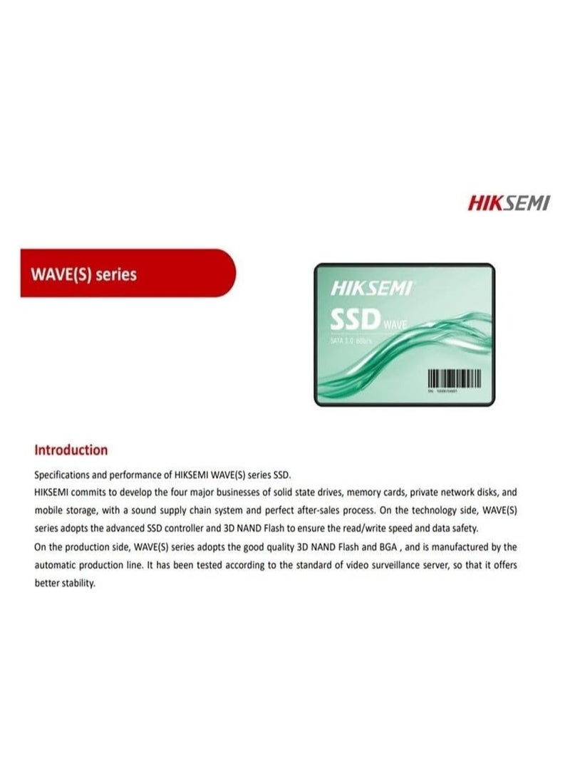 HIKSEMI - Hikvision HIKSEMI WAVE(S) SATA SSD Solid State Drive 2.5 Inch Sata3-512GB Up to 530MB/s,Internal Solid State Drive for Desktop Laptop Computer KSA Virsion - Image 1