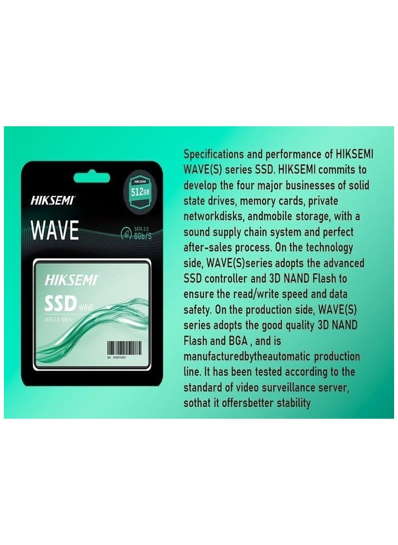 HIKSEMI Hikvision HIKSEMI WAVE(S) SATA SSD Solid State Drive 2.5 Inch Sata3-512GB Up to 530MB/s,Internal Solid State Drive for Desktop Laptop Computer KSA Virsion  - Image 5