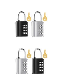 Generic 4 Pcs Combination Padlock, 4 Digit Resettable Security Padlock with Keys, for School Sports Gym or Sports Locker, Fence, Toolbox, Case, Hasp Storage and Employee Locker  - Image 1
