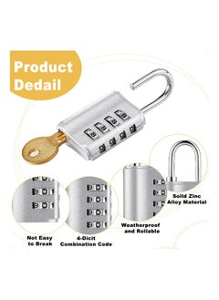 Generic 4 Pcs Combination Padlock, 4 Digit Resettable Security Padlock with Keys, for School Sports Gym or Sports Locker, Fence, Toolbox, Case, Hasp Storage and Employee Locker  - Image 4