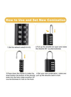 Generic 4 Pcs Combination Padlock, 4 Digit Resettable Security Padlock with Keys, for School Sports Gym or Sports Locker, Fence, Toolbox, Case, Hasp Storage and Employee Locker  - Image 3