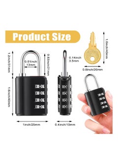 Generic 4 Pcs Combination Padlock, 4 Digit Resettable Security Padlock with Keys, for School Sports Gym or Sports Locker, Fence, Toolbox, Case, Hasp Storage and Employee Locker  - Image 2