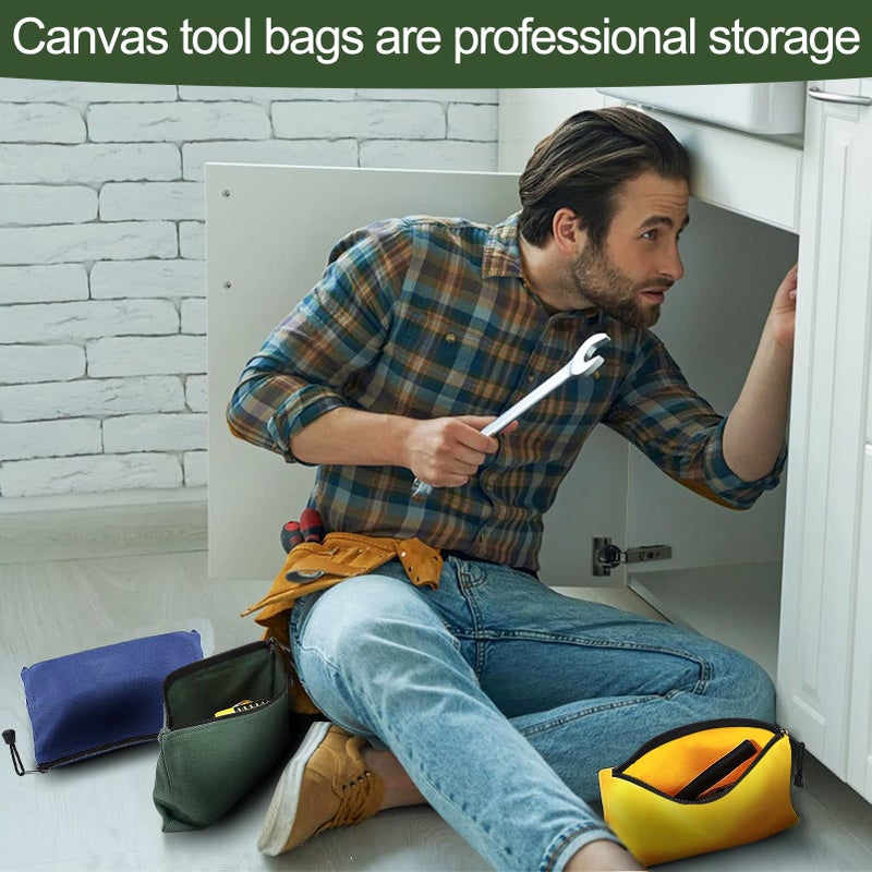 ANPHSIN 6 Pack Canvas Tool Bags Pouches - 11.2''x 7'' Heavy Duty Zipper Pouch Set, Multipurpose Small Tools Storage Organizer with Dependable Zipper - Image 5