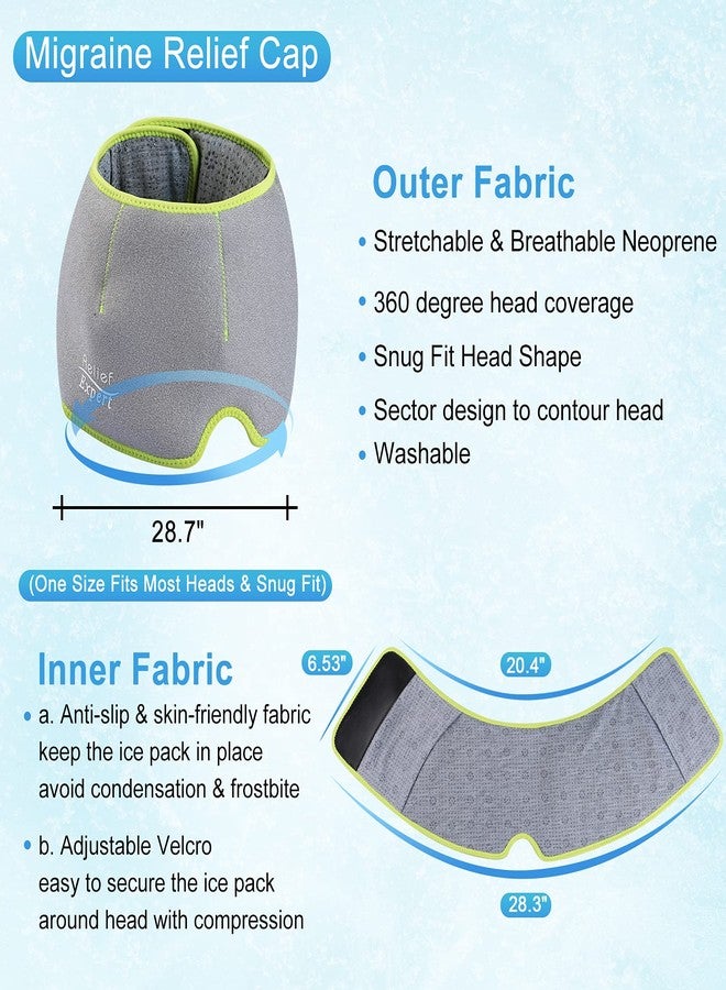 Relief Expert Headache and Migraine Hat with Ice Head Wrap for Injuries Reusable Gel Cold Pack, Ice Cap for Cold Compression Pain Relief for Tension, Sinus, Pressure - Image 2