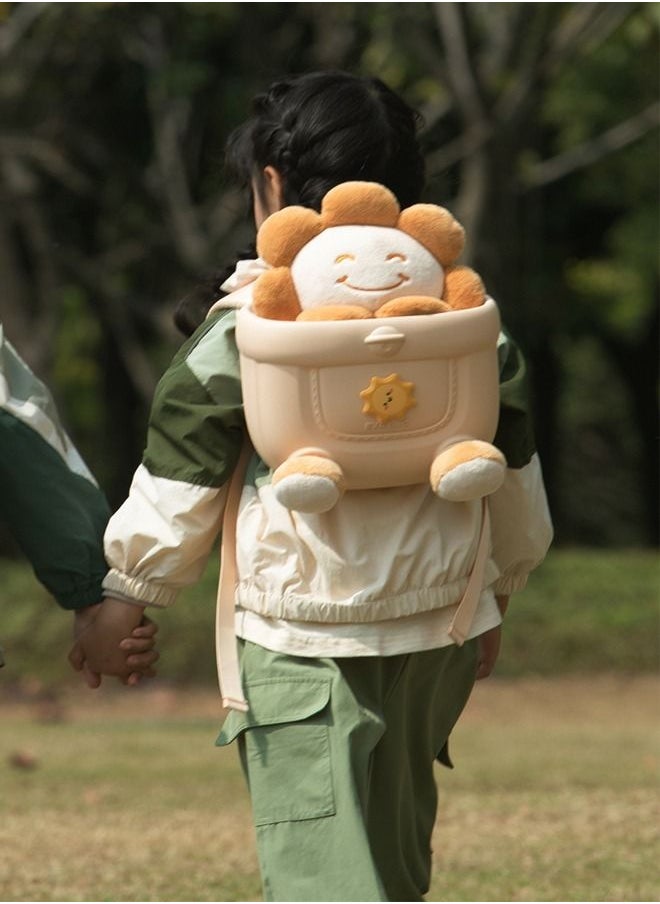 fashionhome - Cute Design Sunflower Theme Shape Large Capacity Outdoor Travel Shoulder Ridge Protection Kids Doll Backpack School Bag for Children - Image 1