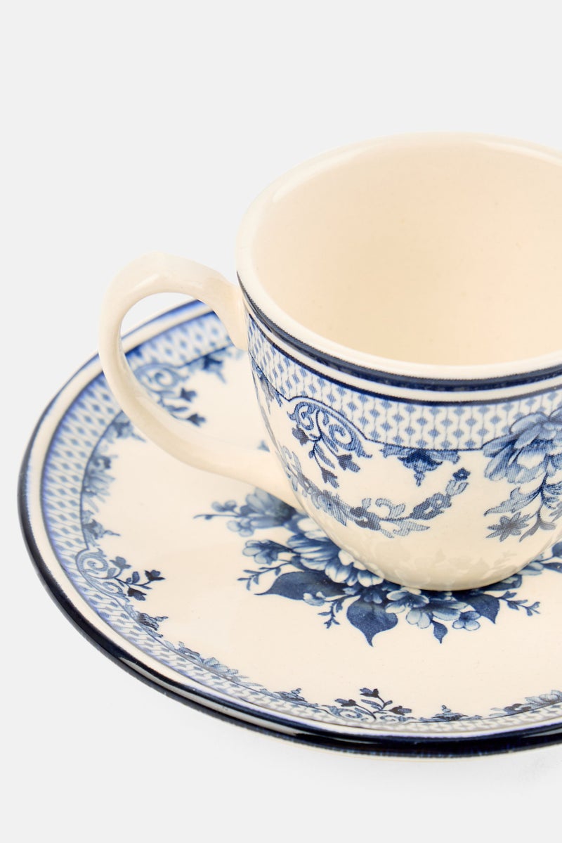 Legend Porcelain 2 Pieces Avalora Floral Pattern Tea Cup With Saucer Set 90 ml, Multicolor - Image 3