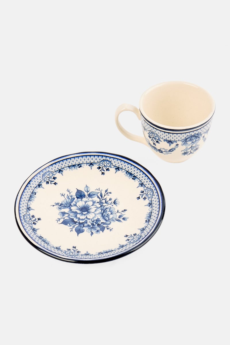 Legend Porcelain 2 Pieces Avalora Floral Pattern Tea Cup With Saucer Set 90 ml, Multicolor - Image 2