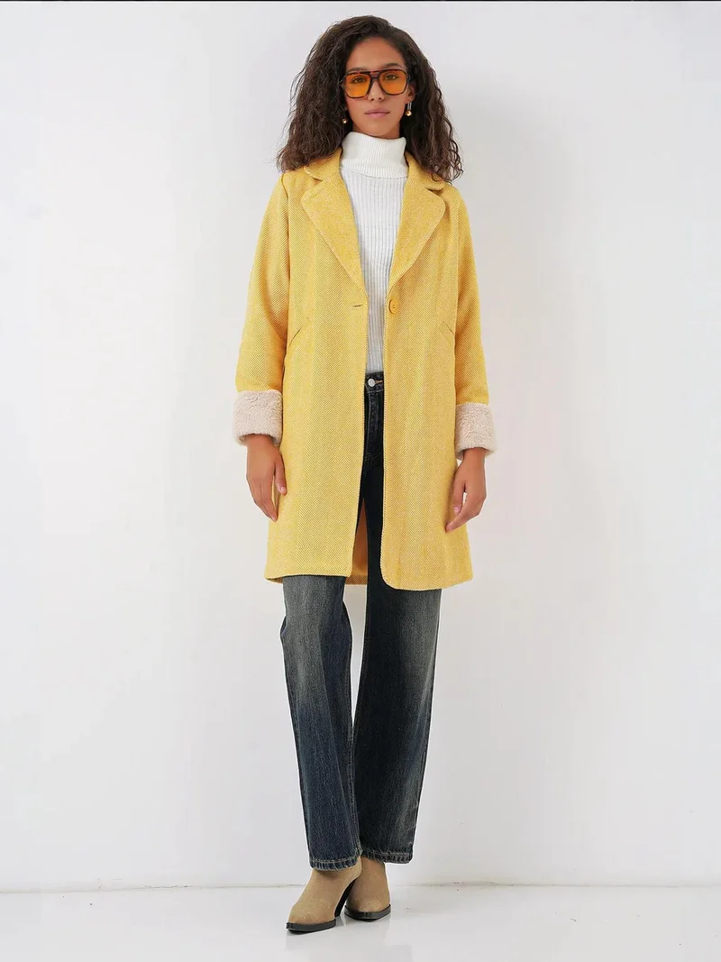 بيغ دارت معطف طويل بأزرار وجيوب